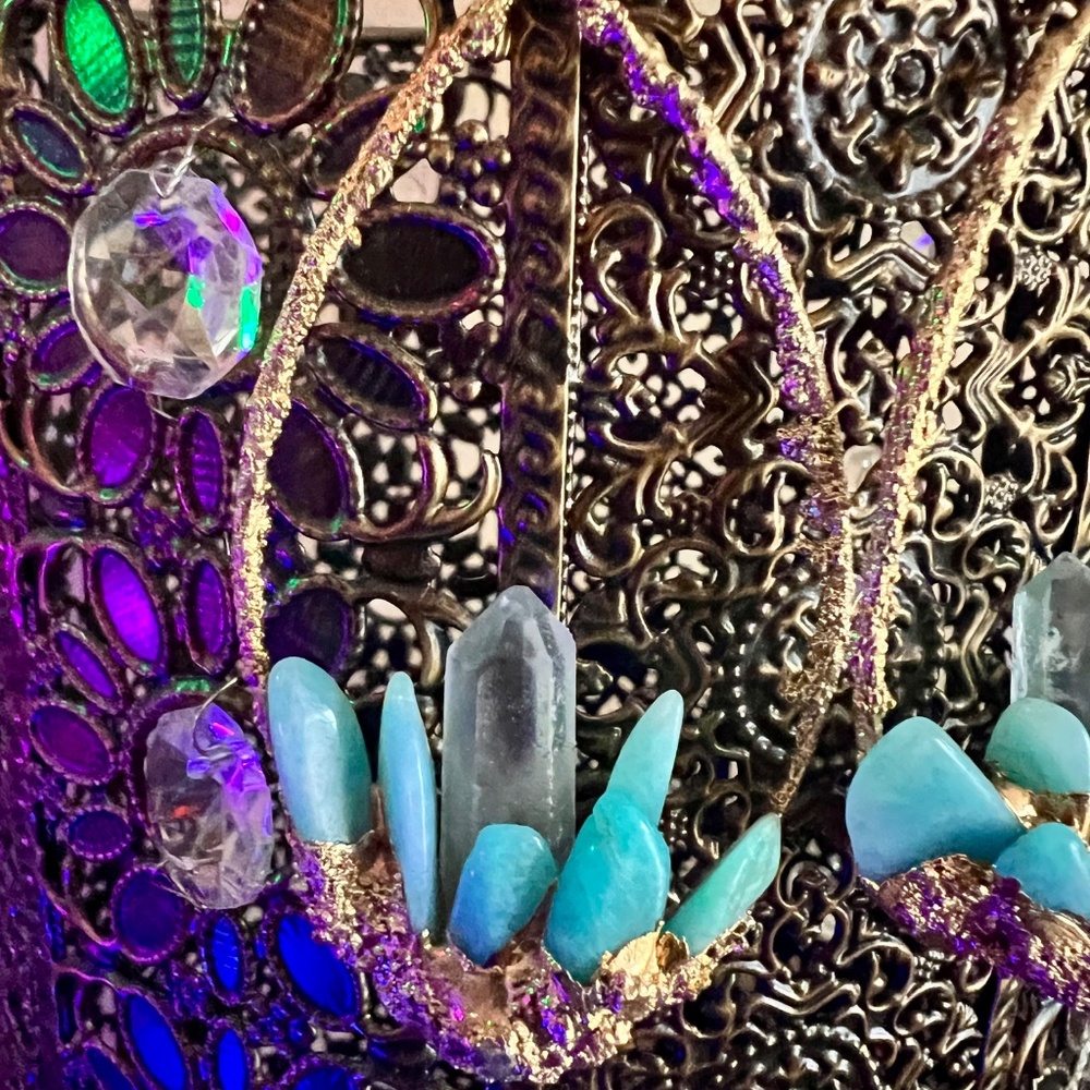 🔮 Amazonite, quartz crystal, herkimer diamond earrings - Picture 4 of 11